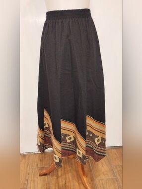 VINTAGE COTTON MEXICAN WEAVE MOTIF MAXI SKIRT NWOT